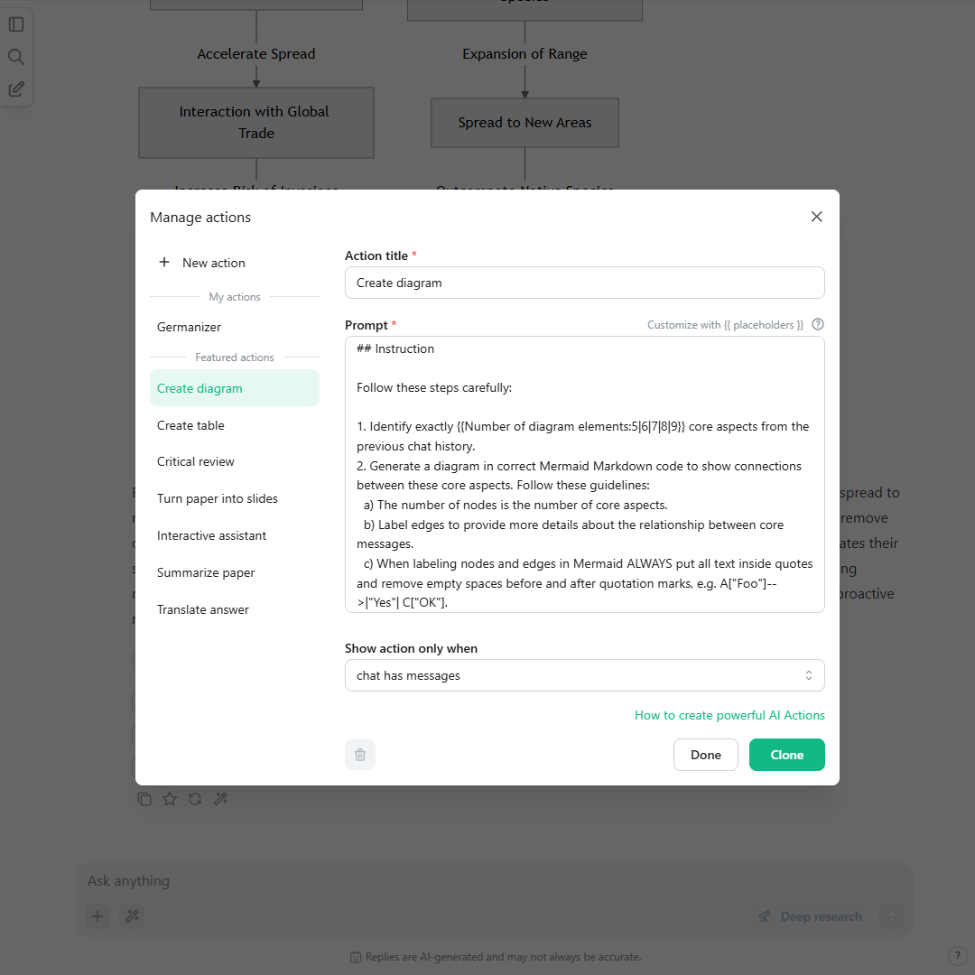 A screenshot of the AI Actions manager showing how to break a complex task into multi-step instructions to ensure the AI Action is completed with a logical, ordered approach. A screenshot of the AI Actions manager showing how to break a complex task into multi-step instructions to ensure the AI Action is completed with a logical, ordered approach.