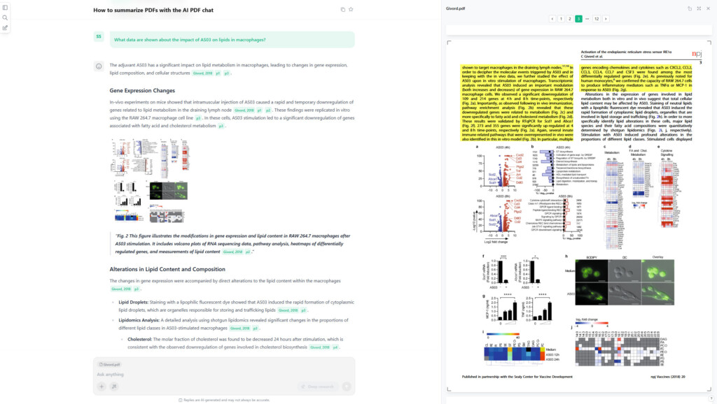 How to extract insights from papers with the AI PDF reader in scienceOS.
