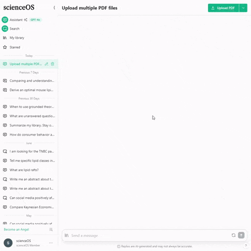 Upload and chat with up to eight PDF files in the Assistant. Each PDF will automatically generate a summary after the upload.