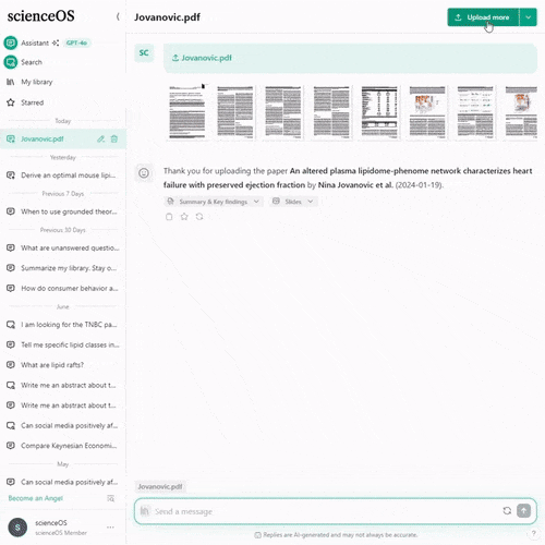 Upload multiple research papers to compare and interpret the results data in less than 1min.