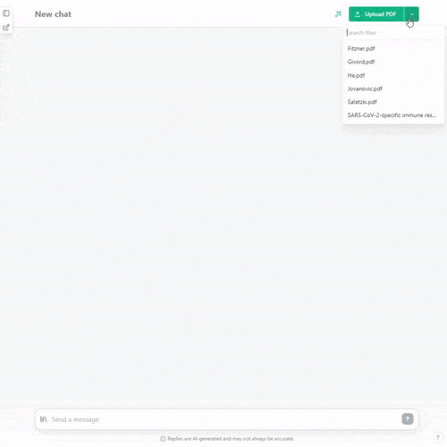Click the magic wand to pick an AI Action. Options are based on your activity, e.g. some AI Actions are only offered when chatting with a PDF.