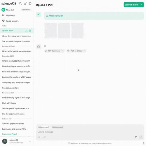 Add new PDFs from the chat to your library and import your previously uploaded PDFs.