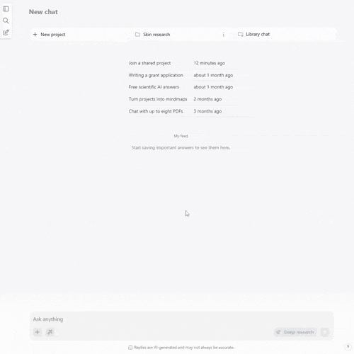 Create a shared project from your app homepage to share sources and insights with your colleagues.