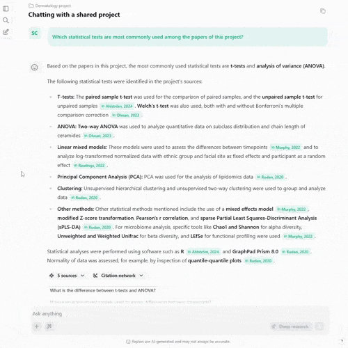 ‘Star’ an answer within a project to add it to the project feed and share it with all project members.