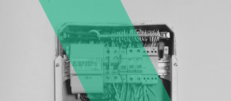 A black-and-white photo of a switch box.